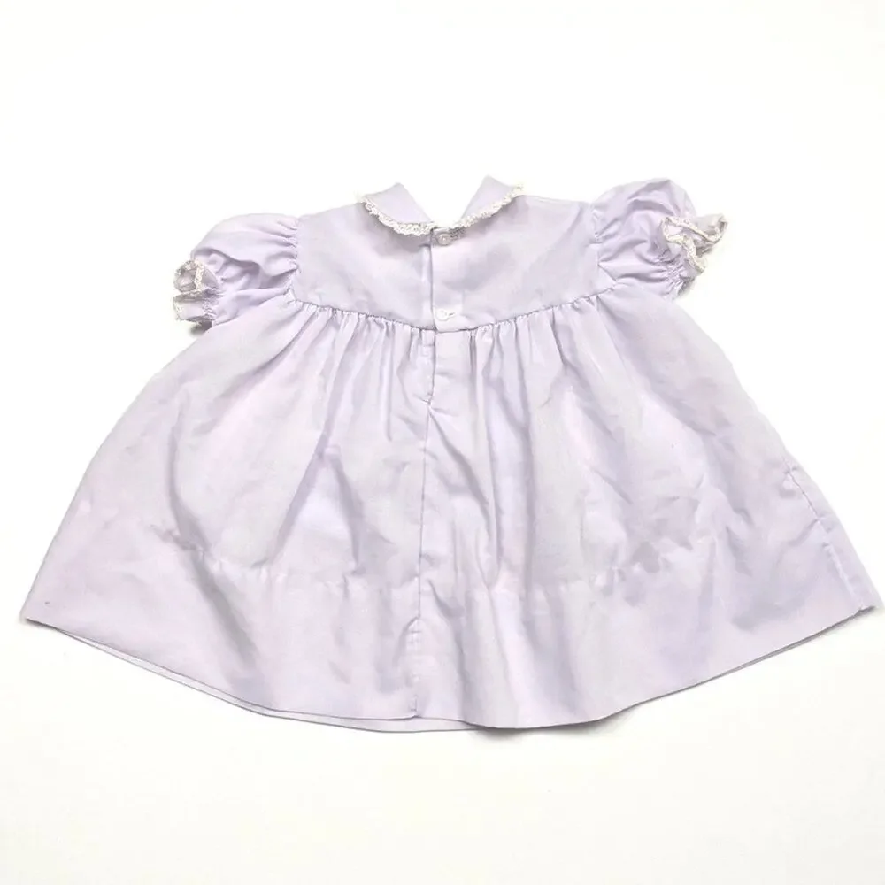 Vintage Handmade Dress Baby Girls Size 6m Lavender Pocket Pal